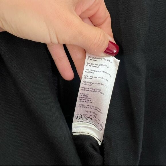 Anthropologie Maeve Colette Wrap Jumpsuit Linen Edition in Black Size 12 - Picture 13 of 13